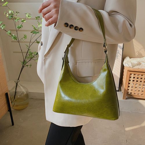 New Green Elegant Versatile Underarm Bag for Women - Euro-American Fashion Retro Shoulder Bag | Stylish Ins-Inspired Handbag Perfect for Chic Commutes