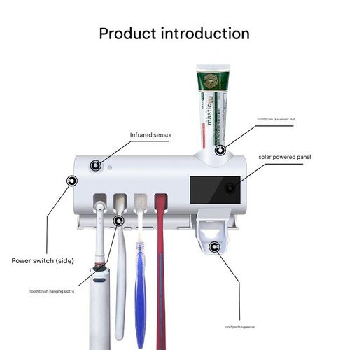 White Automatic Sensor Smart Toothbrush Sterilizer - UV Disinfection Wall-Mounted Toothbrush Holder | Multi-Functional Bathroom Storage Rack, Drill-Free Installation