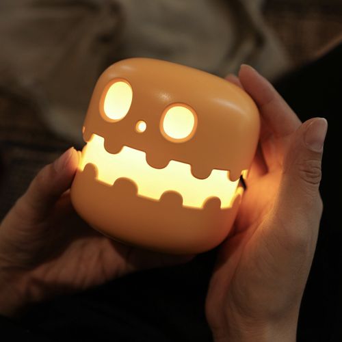 Creative Whimsical Pumpkin Head Night Light - USB Rechargeable Halloween Glow, Spooky Mood Decor for Bedroom | Desk (Orange)
