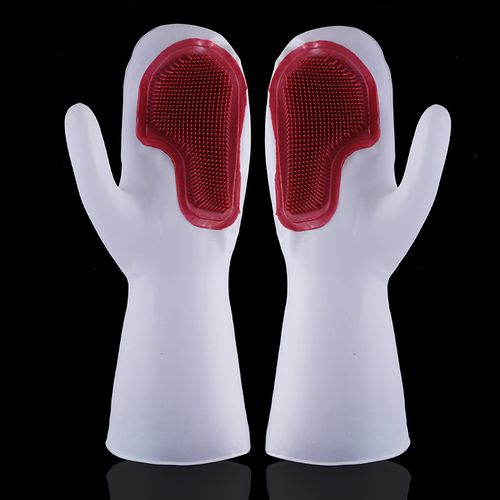 1-Pair Red Latex Gloves for Household Chores - Durable Waterproof Cleaning Gloves for Women | Ideal for Dishwashing, Pot Scrubbing, Vegetable Washing & Laundry