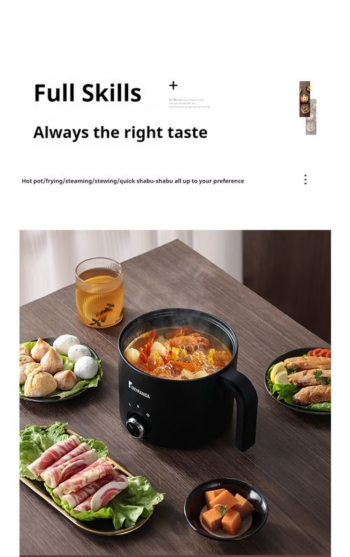 Classic Black All-in-One Electric Cooker - Multi-Functional Small Electric Pot for Single Servings | Low-Power Hot Pot for Instant Noodles, Stir-Frying & Wax Melting