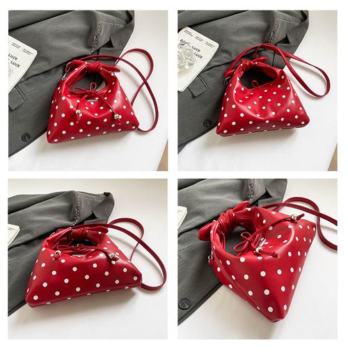 Red Polka Dot Handbag - Stylish Vintage-Inspired Mini Tote | Unique Designer Crossbody Bag for Daily Commute & Versatile Outfits