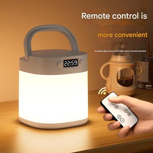 Remote Control Clock Night Light - Premium Ambient Rechargeable Lamp with Digital Display | Touch-Activated & Remote-Controlled Sleep-Friendly Eye-Caring Bedside Lamp for Bedroom