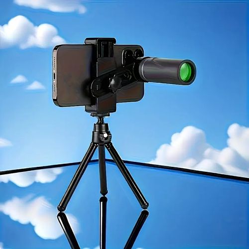 2000x25 Compact Monocular Telescope - HD Monocular with Universal Phone Mount & Telescopic Tripod | Pocket-Size Telescope for Outdoor Use