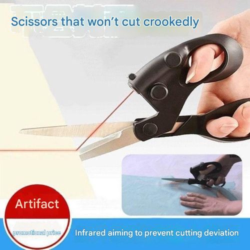 Infrared-Guided Laser Scissors - Precision Cutting Shears for Tailoring, Paper & Kitchen Use | Multi-Purpose Daily Essentials with Infrared Alignment