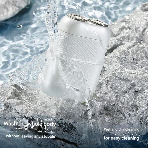 White Langwei Electric Shaver RS202 - Automatic Portable Men's Razor | Fully Washable for Home & Travel Use