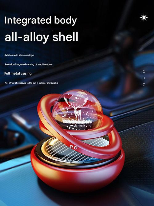 Solar Rotating Car Air Purifying Aromatherapy - Aluminum Alloy Starry Sky Floating Car Decoration | Comes with 8 Free Ocean Fragrance Refill Pads, Suitable for Car Use and Gift Giving