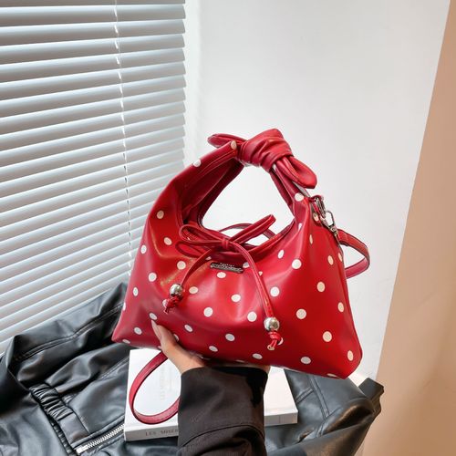 Red Polka Dot Handbag - Stylish Vintage-Inspired Mini Tote | Unique Designer Crossbody Bag for Daily Commute & Versatile Outfits