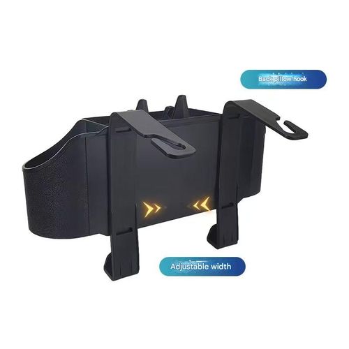 Brand new, high-quality black multifunctional car organizer - 3-in-1 storage box with hooks, cup holder, and tissue holder | Perfect for long trips