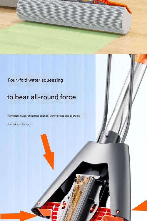 Retractable Sponge Mop for Home Use - 38cm Thickened Super Absorbent Mop | Heavy-Duty Stainless Steel Handle, All-Purpose Cleaning Tool for Floors