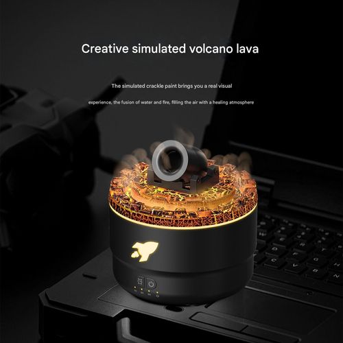 Black USB Aromatherapy Diffuser with Simulated Flame - Ultrasonic Humidifier & Automatic Fragrance Sprayer | 7-Color Flame Humidifying Diffuser (Cannon Style)