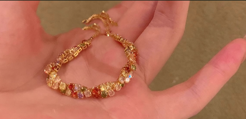 Dopamine Colorful Square Zircon Bracelet - Sparkling Luxury Dainty Hand Jewelry | Elegant High-End Accessory with Exclusive Charm for Refined Style