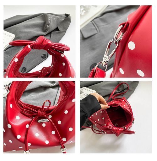 Red Polka Dot Handbag - Stylish Vintage-Inspired Mini Tote | Unique Designer Crossbody Bag for Daily Commute & Versatile Outfits
