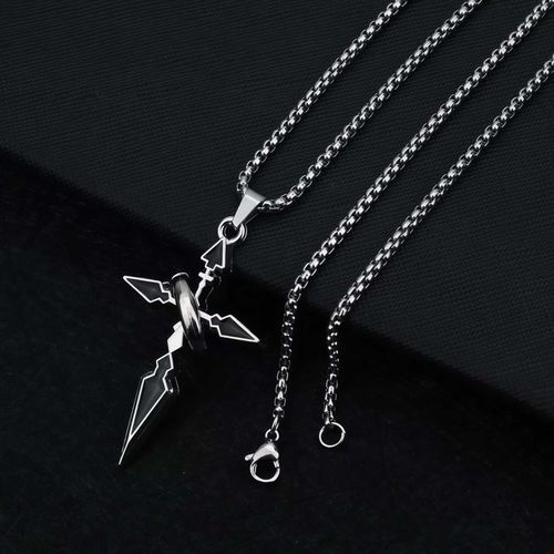 Cross Pendant Necklace for Men - Trendy Titanium Steel Chain with Loop | Stylish Versatile Necklace, Perfect Accessory for Hoodies