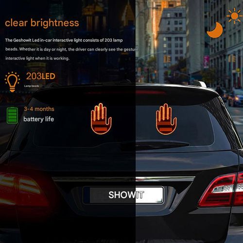 Smart Car Gesture-Controlled Light - Multi-Functional Vehicle Warning & Anti-Collision Signal | Interactive Palm Light with White Remote Control