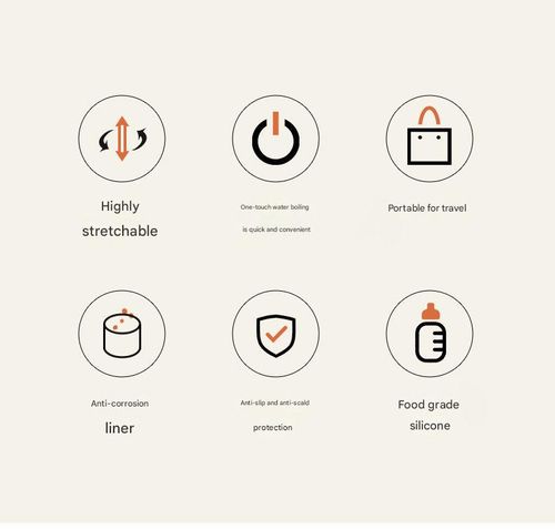 White Portable Foldable Electric Kettle - Multifunctional Travel Water Heater with Automatic and Keep-Warm Functions | Silicone foldable design for compact storage, perfect for travel