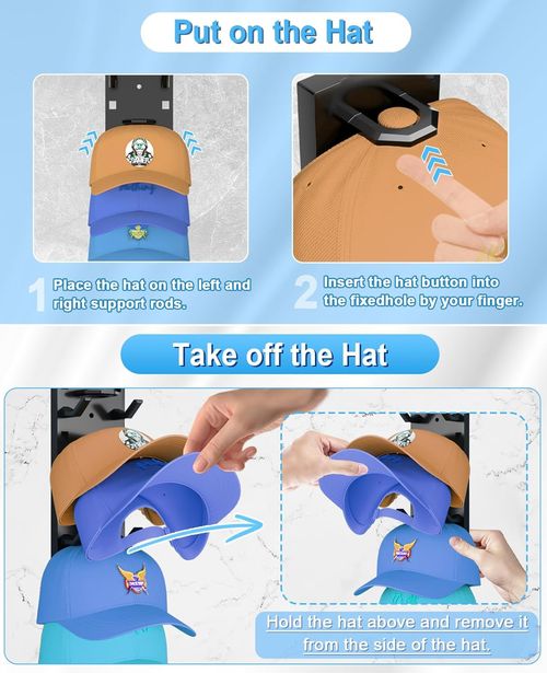 Brand New Single Pack Black Baseball Cap Storage Rack - Wall Mounted No-Drill Hat Rack