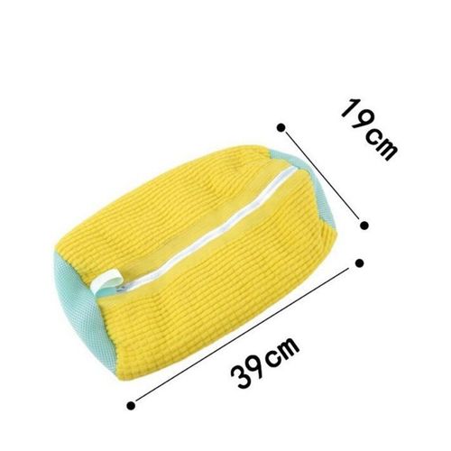 Yellow Best-Selling Lazy-Cook Shoe Wash Bag - Cylindrical Cotton-Polyester Laundry Bag | Portable Shoe Protector Bag for Washing Machine (Anti-Deformation)