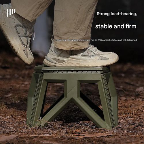 「TactiFold Ranger Stool」- Military Green Collapsible Step Seat | 5cm Ultra-Thin Profile & 150kg Capacity