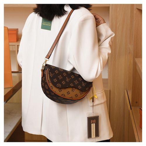 2025 New Brown Half-Moon Bag - Stylish & Versatile Light Luxury Women's Handbag | Unique Casual Saddle Bag with Premium Texture