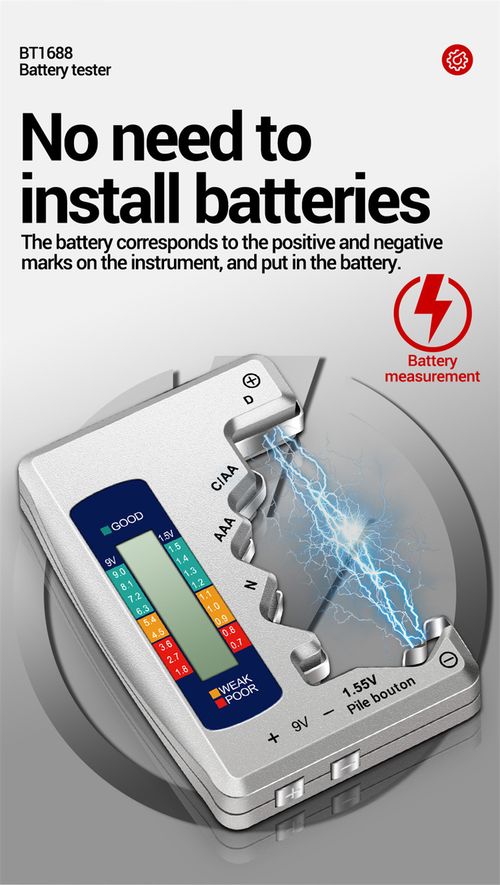 Silver Ultra-Thin Card-Style Battery Tester - Portable & Efficient LCD Digital Voltage Tester | Dry Battery Detector with Digital Display