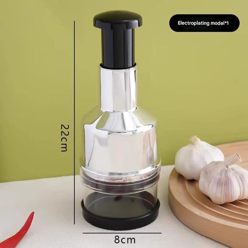 New Stainless Steel Garlic Press Chopper - Portable Manual Garlic Peeler & Multi-Functional Masher | Efficient Kitchen Tool for Home Use