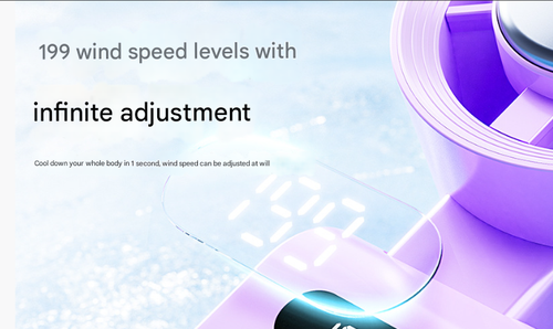 Industrial Turbo Fan - Violet Pro-Level Cooling w  3s Icy Blast & 199 Wind Speeds | USB-C Rechargeable Hurricane Force for Outdoor | Cross-Border