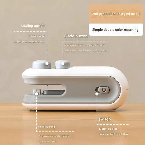 Single-Pack Best-Selling White Mini Bag Sealer - High-Efficiency Hand-Heat Sealer for Home Use | Portable Snack Bag and Plastic Bag Sealer
