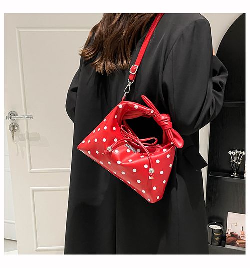Red Polka Dot Handbag - Stylish Vintage-Inspired Mini Tote | Unique Designer Crossbody Bag for Daily Commute & Versatile Outfits