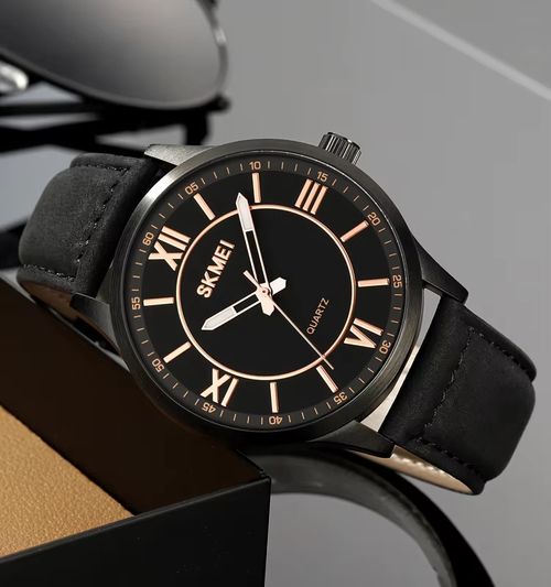 Skmei 2029 Quartz Movement Men's Leather Strap Watch Male Wristwatch Watch Gift Set for Men Luxury