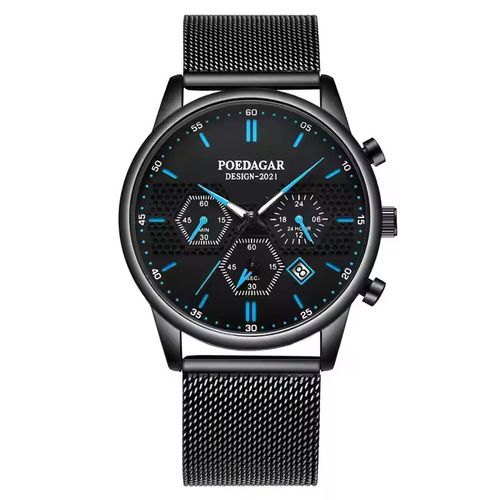 POEDAGAR Man Watch 635 Chronograph Sport Wristwatch Men's Watches Luxury Stainless Steel Calendar Male Clock Gift for Men Reloj