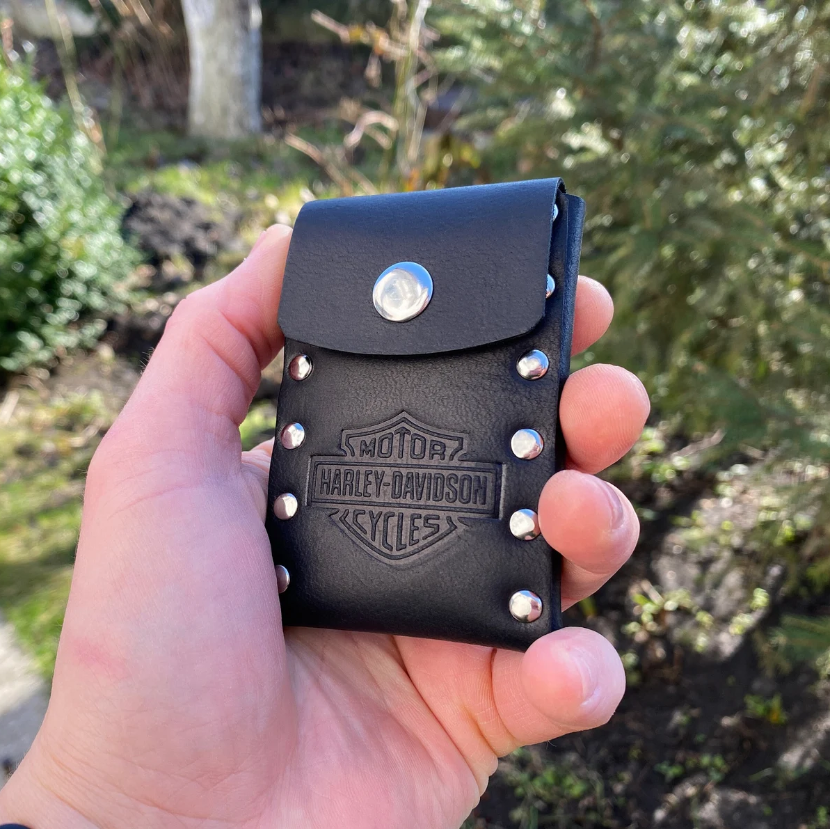 Tarjetero vintage de cuero artesanal - personalizable con nombre