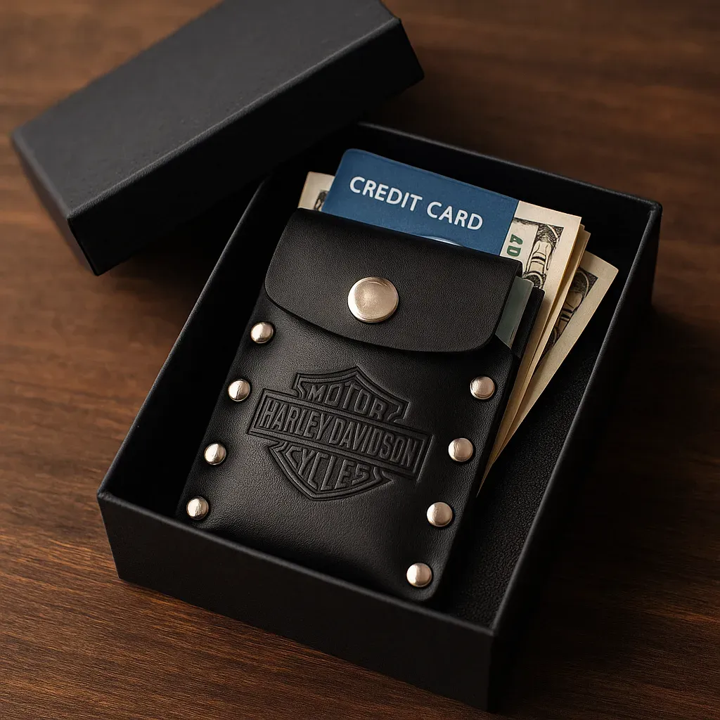 Tarjetero vintage de cuero artesanal - personalizable con nombre