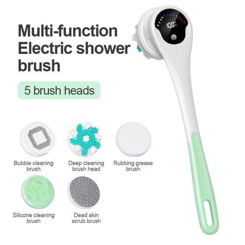 Electric Body Brush for Shower - Type C Rechargeable IPX6 Waterproof 3-Speed ​​5-in-1 Shower Brush
