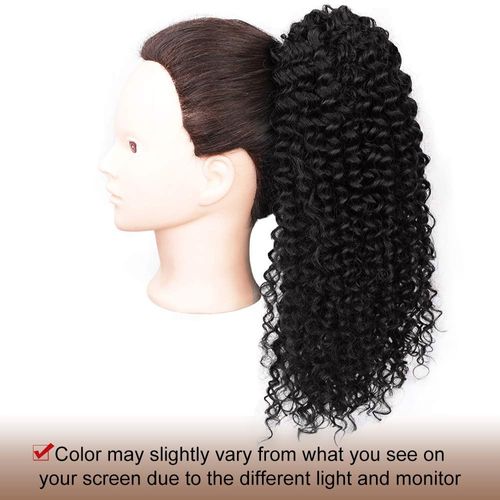 Vigorous Drawstring Ponytail Extension 14Inch Short Afro Kinky Curly Ponytail for African Women Fluffy Pony Tails Hair Extensions Synthetic Hairpiece for Daily Use