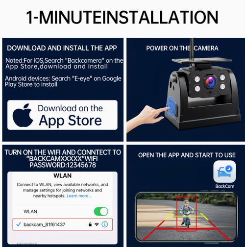 Wireless Wifi Magnetic Backup Camera Installed in One Minute