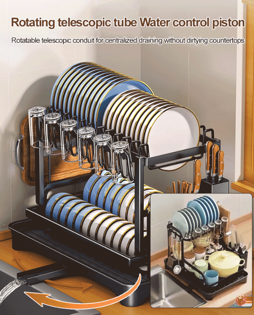 H-shaped flat iron double-layer bowl and dish rack