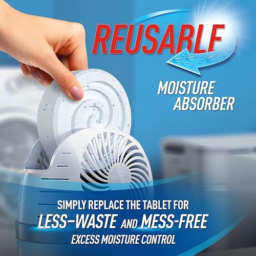 DampRid Reusable Moisture Absorber with 4 Drop-In Tablets, Fresh Scent, 15.8 oz., Attract and Trap Excess Moisture & Eliminate Musty Odors for Cleaner, Fresher Air