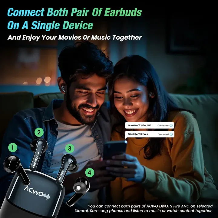 4 in 1 Earbuds | ANC Up To 32dB (In-Ear) | Quad Mic AI-ENC | 70Hrs Playtime | Dual Connectivity | 3D Spatial Audio