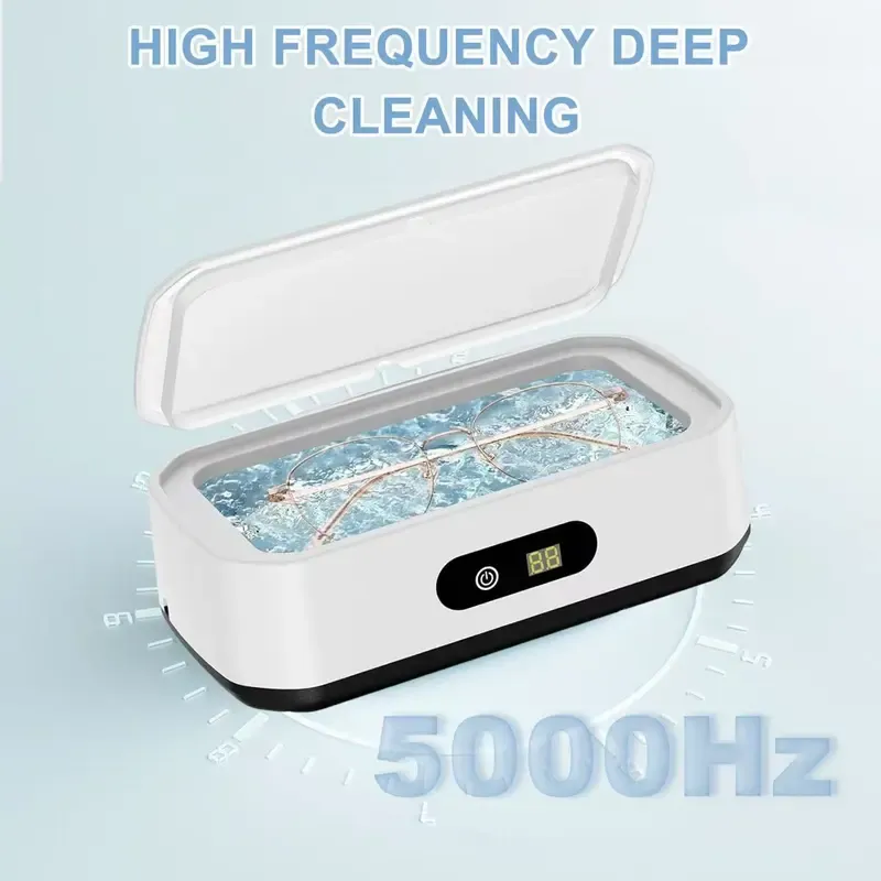 Ultrasonic Cleaner Machine 304 Stainless Steel Tank Sonic Cleaning Device for Eyeglasses Rings Watch Bands Dentures Retainers Coins Makeup Tools and Small Metal Parts Home and Travel Use