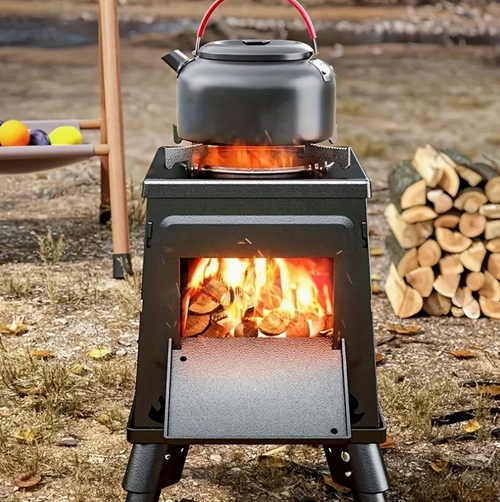 Wood Burning Camp Stove Portable Wood Stove for Outdoor Hiking Picnic BBQ Travel Black Portable Heater for Camping Portable Outdoor Cooking Stove