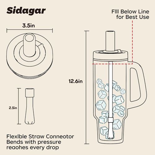 Tumbler with Handle,36 oz Ceramic Lined Travel Mug Water Bottle with Straw,Vacuum Insulated Stainless Steel Cup with Lid,Fits Cup Holder, Leak Resistant Press-in Lid, Purple
