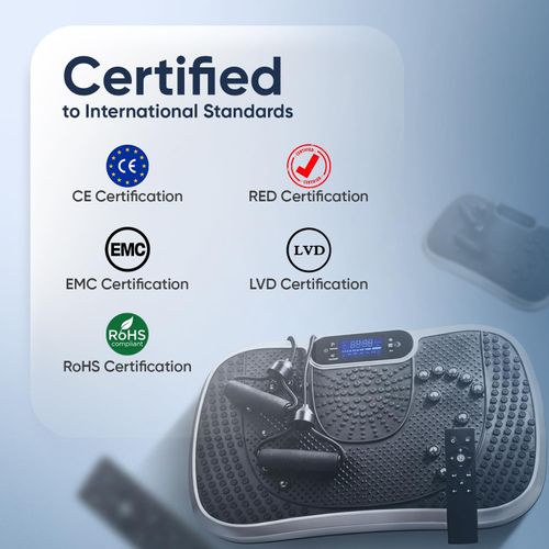 WeightWorld Vibration Plate Exercise Machine - For Whole Body Workout - CE & RoHS Certified - 5 Automatic Modes & 99 Speed Levels - Built-in Bluetooth Speaker - Vibro Plate with 5 Exercise Bands