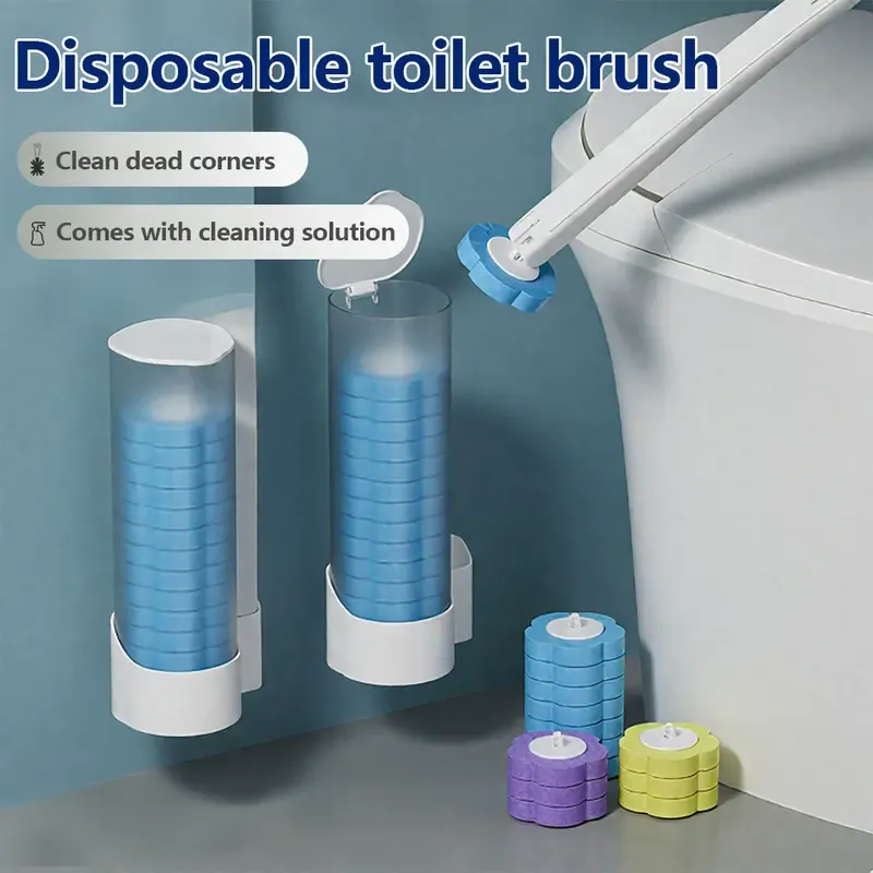 Disposable Toilet Brush Set with 72PCS Triple-Layer Refills & Wall Mount Holder for Deep Cleaning & Hygienic Bathroom Maintenance