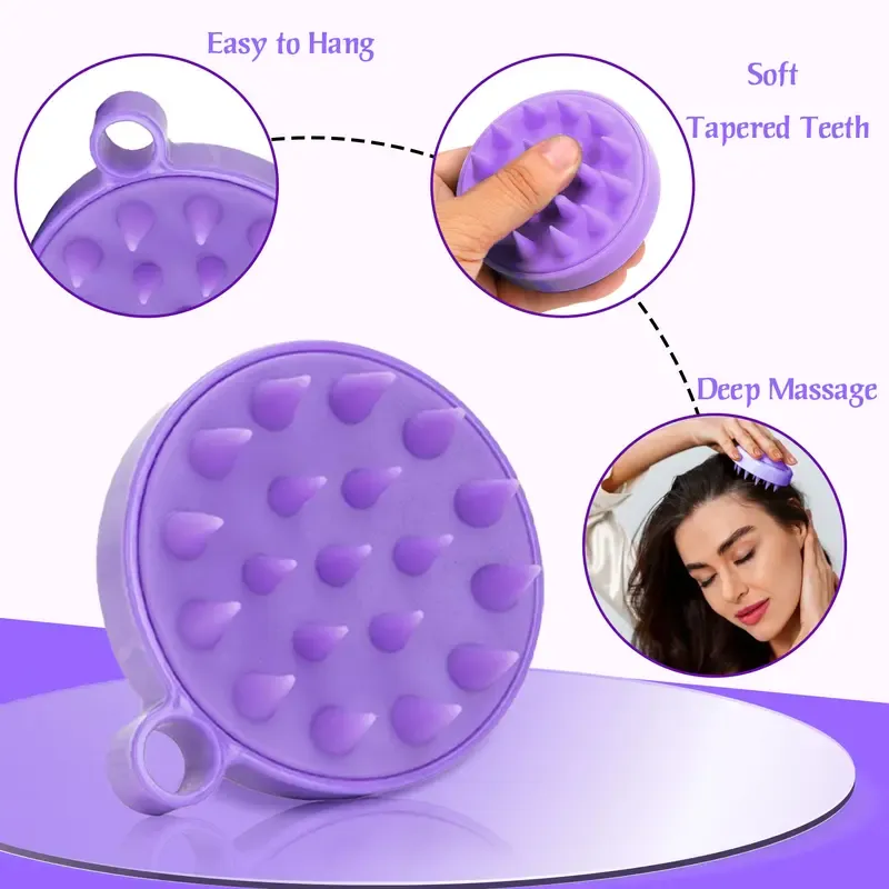 Purple 6-in-1 Hair Brush Set with Detangler & Combs for Straight Curly All Hair Types Wet Dry Adults Children 13 Counts Hair Care Kit