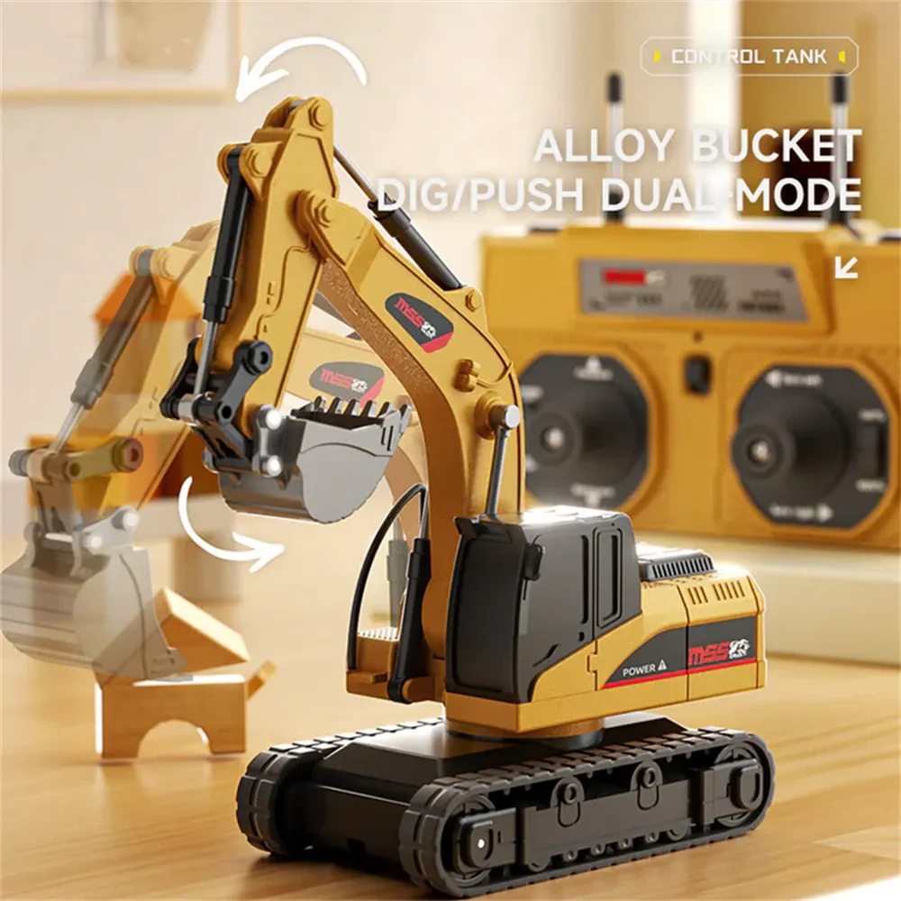​Z6750-Z6752-Z6753 RTR 1-64 2.4G Mini RC Car Alloy Forklift Excavator Dump Truck Support App Remote Controlled LED Light Sound Engineering Vehicle Two Speed Desktop Toys Model Collection Gift For Boys - Excavator