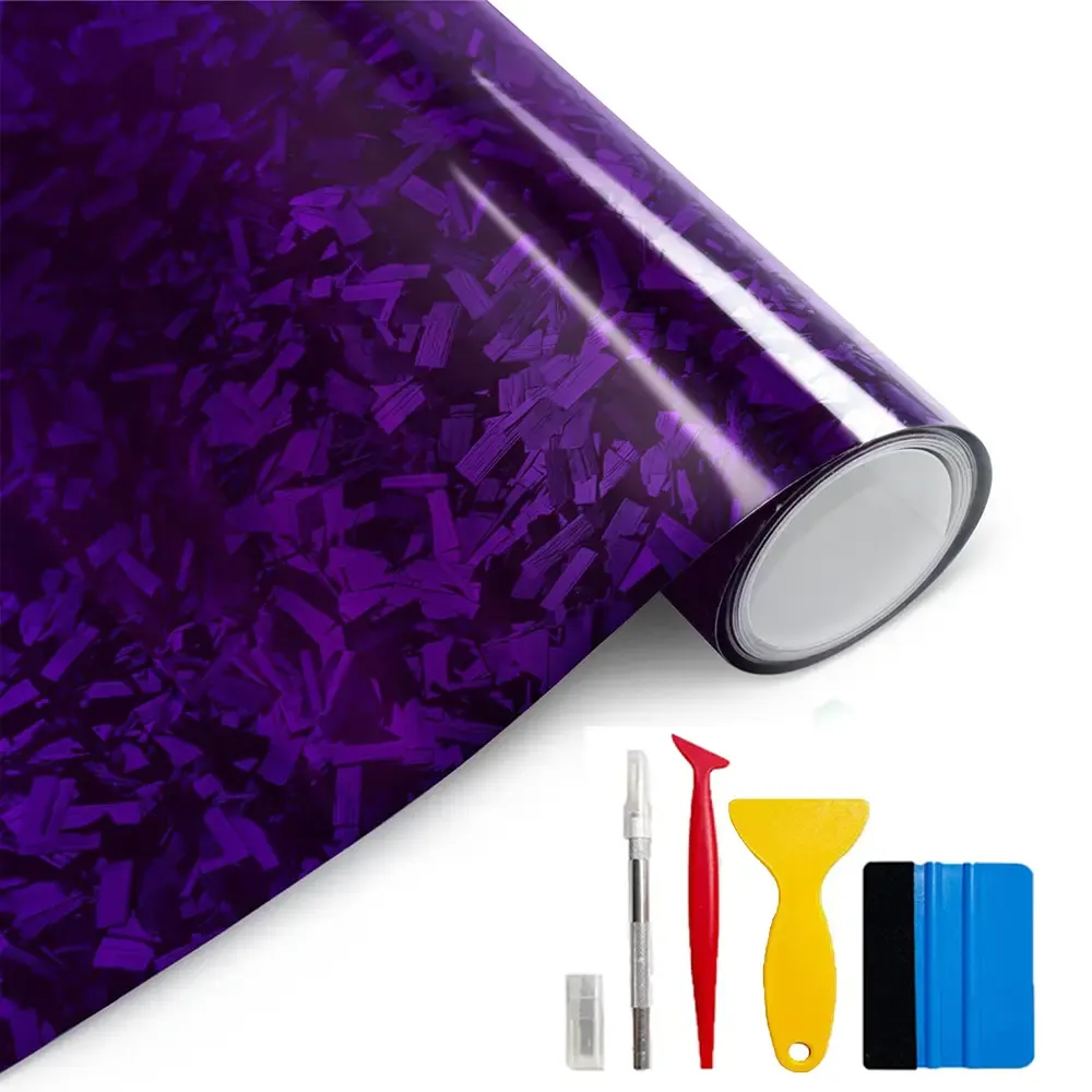 11.8in x118in Gloss Forged Carbon Fiber Car Wrap Vinyl Bubble Free Air Release Adhesive Car Wrap Film Roll DIY Decals ( 0.98 FT x 9.8 FT)