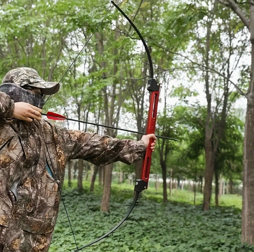 55-Inch Folding Bow And Arrow Set with 40-Pound Aluminum Uprights for Practicing Left-Handed And Right-Handed Archery