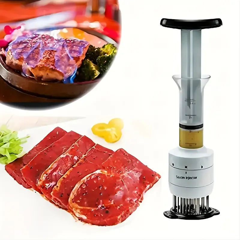 Meat Injector Kit for Tender Steaks, Professional Chef-Approved Injector for Flavoring and Tenderizing, Essential Kitchen BBQ Grill Accessory