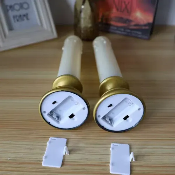 LED   Pillar   Candle   With   Stand  2 pieces